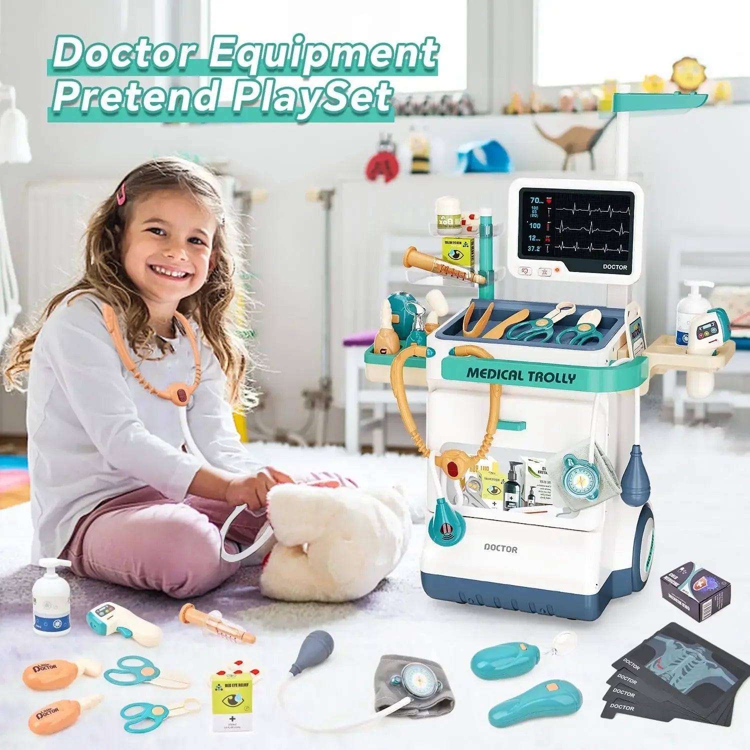 Doctor Kit for Kids Pretend Doctor Playset for Toddlers with Medical Station Stethoscope Role Play Medical Toy for Girls Boys